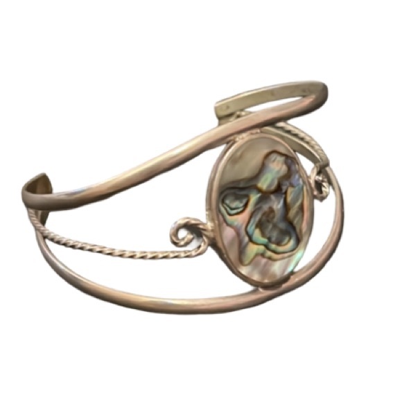 A. Munoz Taxco Sterling Abalone Cuff Links - Garden Party Collection Vintage Jewelry